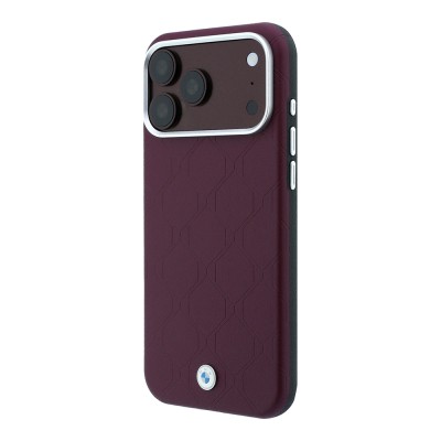 Apple iPhone 18 Pro Max Case BMW Original Licensed M-safe Charging Enabled Metal Logo Embossed Quilted Leather Cover - 2
