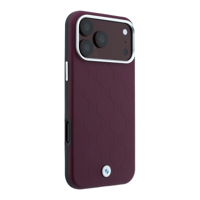 Apple iPhone 18 Pro Max Case BMW Original Licensed M-safe Charging Enabled Metal Logo Embossed Quilted Leather Cover - 4