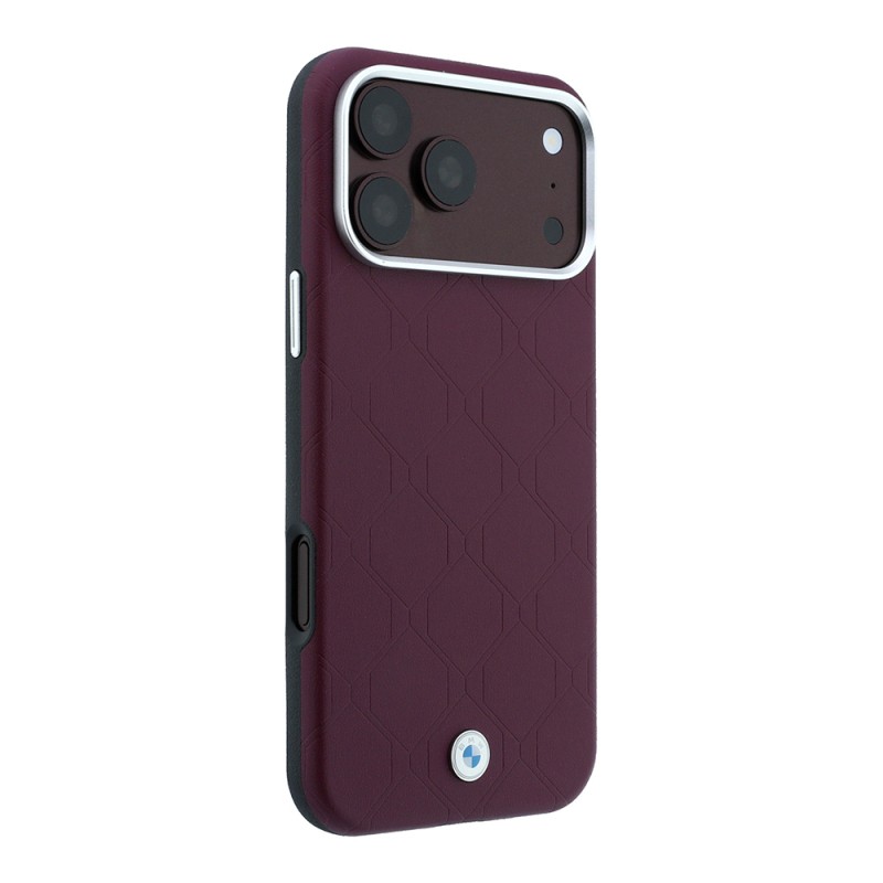 Apple iPhone 18 Pro Max Case BMW Original Licensed M-safe Charging Enabled Metal Logo Embossed Quilted Leather Cover - 4