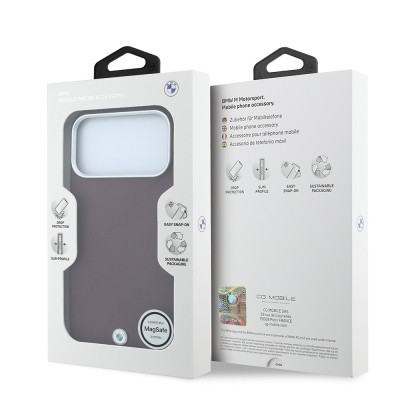 Apple iPhone 18 Pro Max Case BMW Original Licensed M-safe Charging Enabled Metal Logo Embossed Quilted Leather Cover - 8