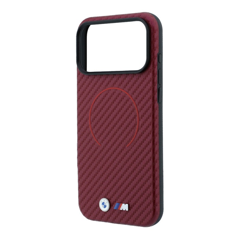 Apple iPhone 18 Pro Max Case BMW Original Licensed M-safe Charging Enabled PU Metal Logo Red Ring Design Cover - 6