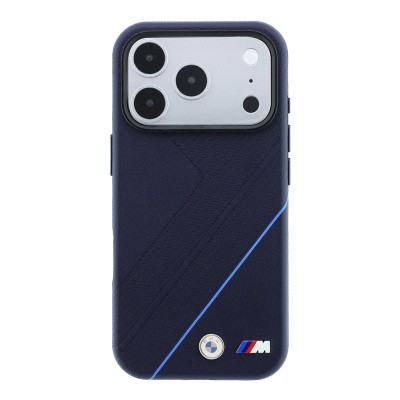 Apple iPhone 18 Pro Max Case – Genuine Licensed BMW M-Safe (MagSafe Compatible) – Blue-Striped Cover with M Logo and Tire-Track Pattern - 3
