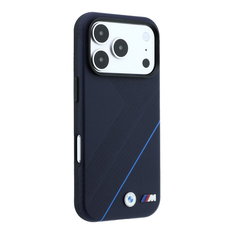 Apple iPhone 18 Pro Max Case – Genuine Licensed BMW M-Safe (MagSafe Compatible) – Blue-Striped Cover with M Logo and Tire-Track Pattern - 4