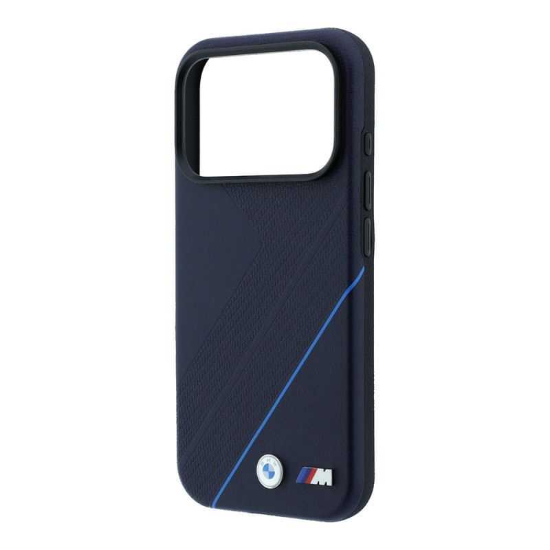 Apple iPhone 18 Pro Max Case – Genuine Licensed BMW M-Safe (MagSafe Compatible) – Blue-Striped Cover with M Logo and Tire-Track Pattern - 6