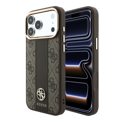 Apple iPhone 18 Pro Max Case – Genuine Licensed Guess – Leather with 4G Pattern, Stripe, and Logo – MagSafe Charging Compatible - 2
