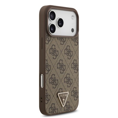 Apple iPhone 18 Pro Max Case – Guess Officially Licensed – MagSafe Compatible PU Leather – Rhinestone-Embellished Triangle Logo – 4G Pattern – Strass Cover - 4