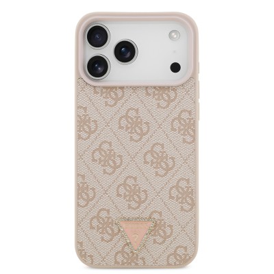Apple iPhone 18 Pro Max Case – Guess Officially Licensed – MagSafe Compatible PU Leather – Rhinestone-Embellished Triangle Logo – 4G Pattern – Strass Cover - 11