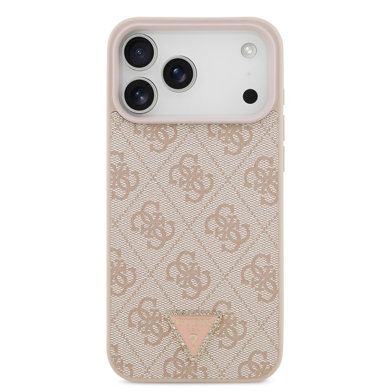 Apple iPhone 18 Pro Max Case – Guess Officially Licensed – MagSafe Compatible PU Leather – Rhinestone-Embellished Triangle Logo – 4G Pattern – Strass Cover - 11