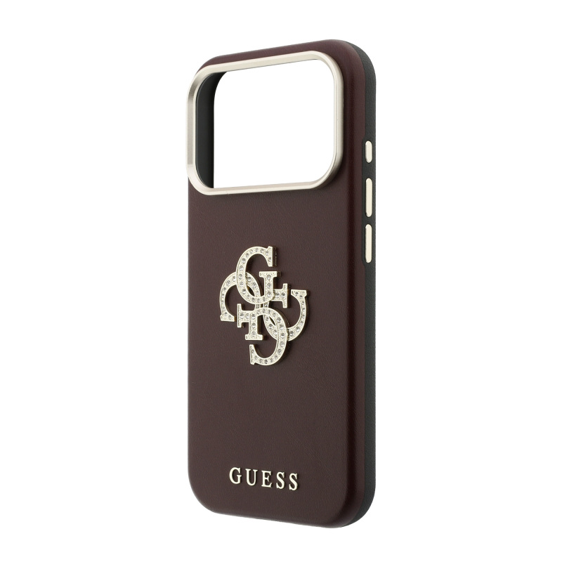 Apple iPhone 18 Pro Max Case – Guess Officially Licensed PU Cover with Metal Camera Frame, 4G Design, Large Stones, and Resin Logo - 6