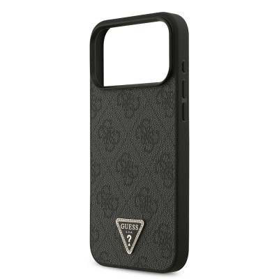 Apple iPhone 18 Pro Max Case – Guess Officially Licensed PU Leather – Rhinestone-Embellished Triangle Logo & 4G Pattern Cover - 6