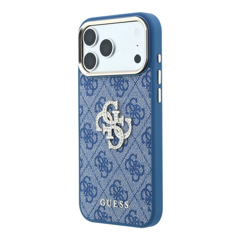 Apple iPhone 18 Pro Max Case Guess Original Licensed 4G Large Rhinestone Resin Logo PU Cover - 5
