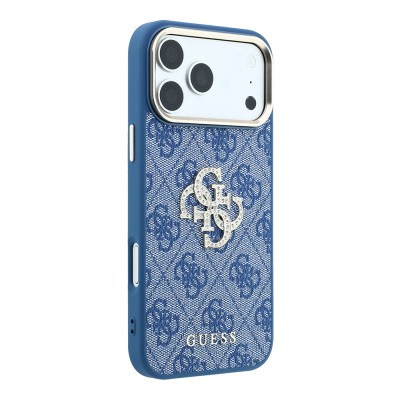 Apple iPhone 18 Pro Max Case Guess Original Licensed 4G Large Rhinestone Resin Logo PU Cover - 7