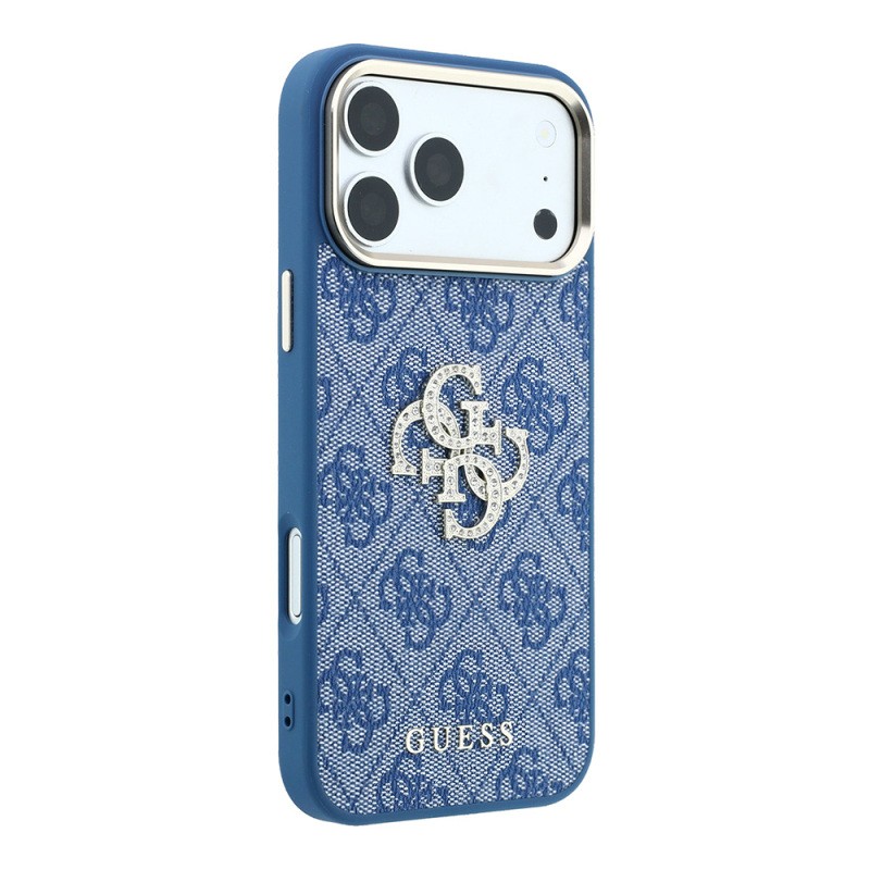 Apple iPhone 18 Pro Max Case Guess Original Licensed 4G Large Rhinestone Resin Logo PU Cover - 7