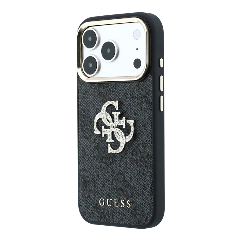 Apple iPhone 18 Pro Max Case Guess Original Licensed 4G Large Rhinestone Resin Logo PU Cover - 12