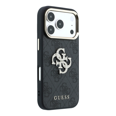 Apple iPhone 18 Pro Max Case Guess Original Licensed 4G Large Rhinestone Resin Logo PU Cover - 14