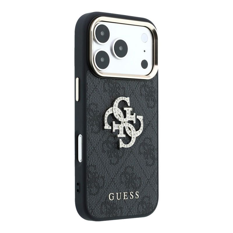 Apple iPhone 18 Pro Max Case Guess Original Licensed 4G Large Rhinestone Resin Logo PU Cover - 14