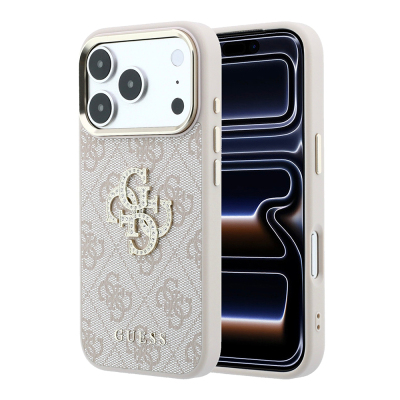 Apple iPhone 18 Pro Max Case Guess Original Licensed 4G Large Rhinestone Resin Logo PU Cover - 3