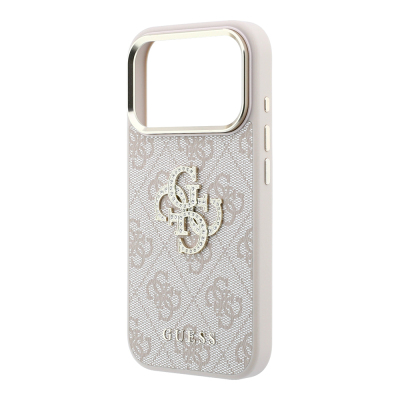 Apple iPhone 18 Pro Max Case Guess Original Licensed 4G Large Rhinestone Resin Logo PU Cover - 23