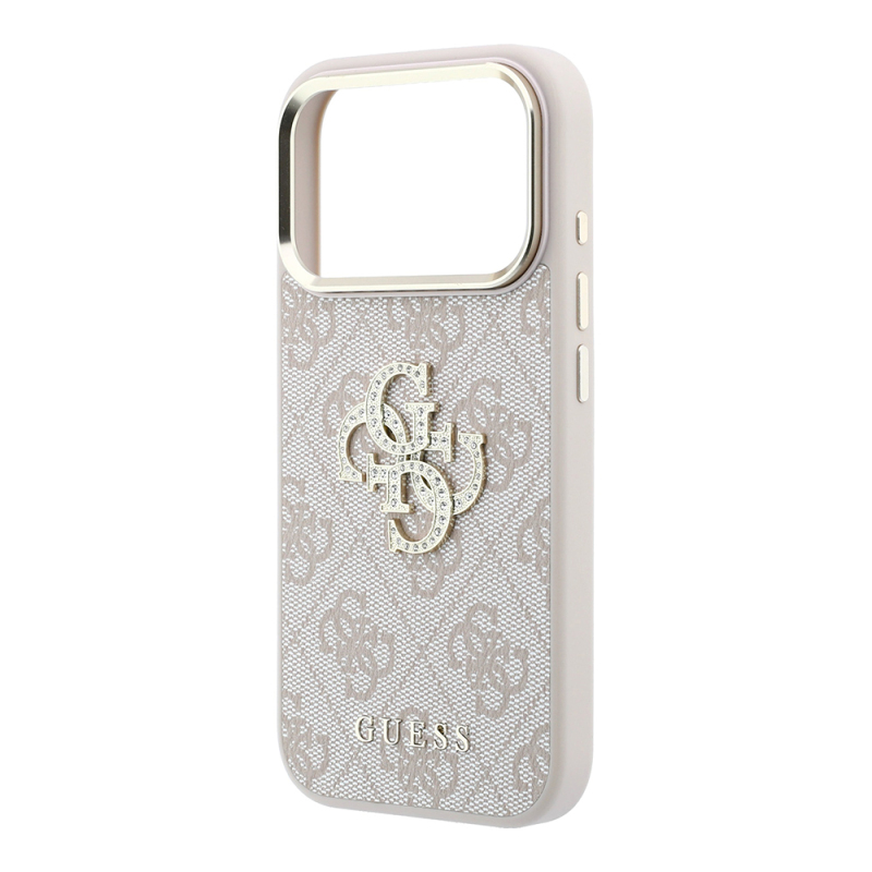 Apple iPhone 18 Pro Max Case Guess Original Licensed 4G Large Rhinestone Resin Logo PU Cover - 23