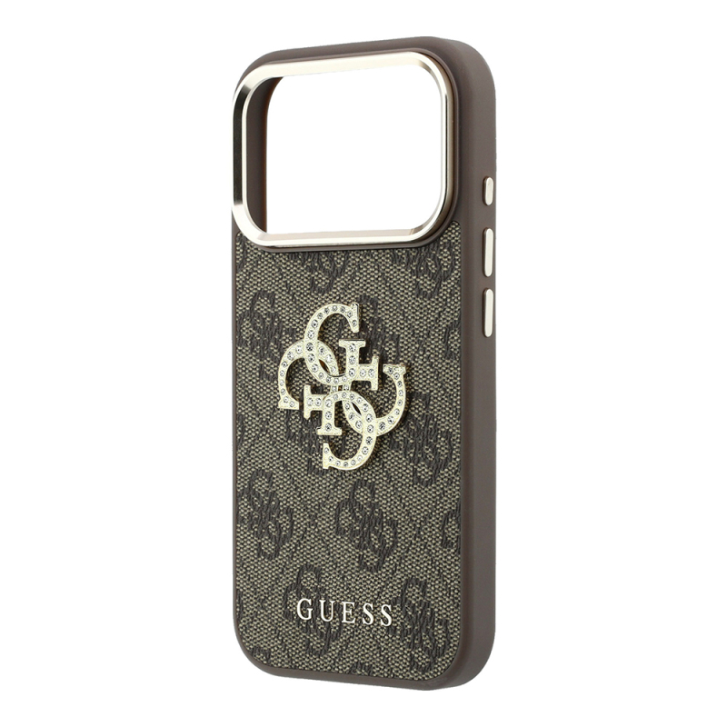 Apple iPhone 18 Pro Max Case Guess Original Licensed 4G Large Rhinestone Resin Logo PU Cover - 30