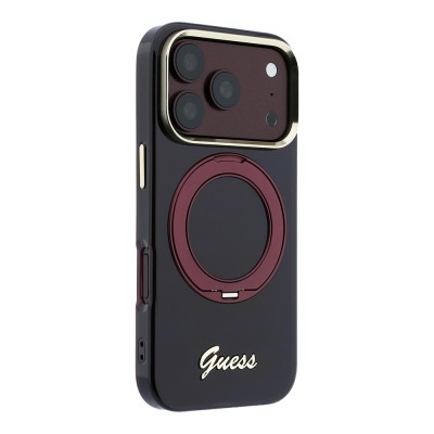 Apple iPhone 18 Pro Max Case Guess Original Licensed M-safe Charging Feature 360-Degree Rotating Stand and Metal Logo Silicone Cover - 6