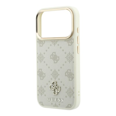 Apple iPhone 18 Pro Max Case Guess Original Licensed M-safe Charging Feature Classic Text and 4G Logo PU Leather Peony Cover - 8