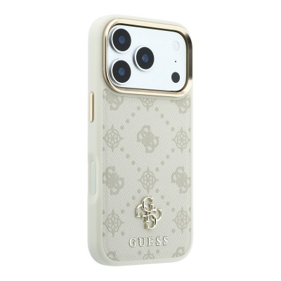 Apple iPhone 18 Pro Max Case Guess Original Licensed M-safe Charging Feature Classic Text and 4G Logo PU Leather Peony Cover - 9
