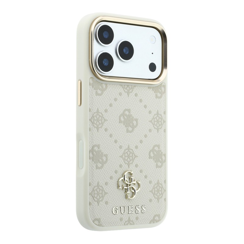 Apple iPhone 18 Pro Max Case Guess Original Licensed M-safe Charging Feature Classic Text and 4G Logo PU Leather Peony Cover - 9