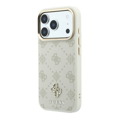 Apple iPhone 18 Pro Max Case Guess Original Licensed M-safe Charging Feature Classic Text and 4G Logo PU Leather Peony Cover - 5