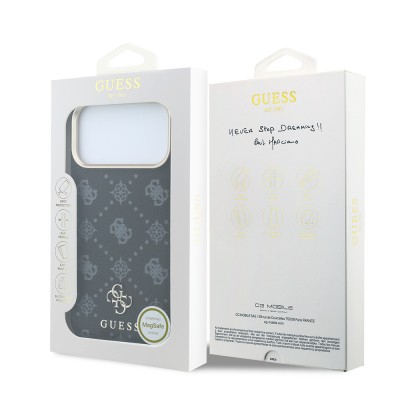 Apple iPhone 18 Pro Max Case Guess Original Licensed M-safe Charging Feature Classic Text and 4G Logo PU Leather Peony Cover - 18