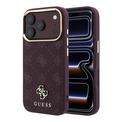 Apple iPhone 18 Pro Max Case Guess Original Licensed M-safe Charging Feature Classic Text and 4G Logo PU Leather Peony Cover - 3