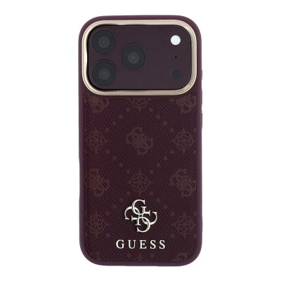 Apple iPhone 18 Pro Max Case Guess Original Licensed M-safe Charging Feature Classic Text and 4G Logo PU Leather Peony Cover - 20