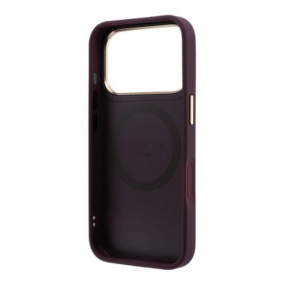 Apple iPhone 18 Pro Max Case Guess Original Licensed M-safe Charging Feature Classic Text and 4G Logo PU Leather Peony Cover - 24