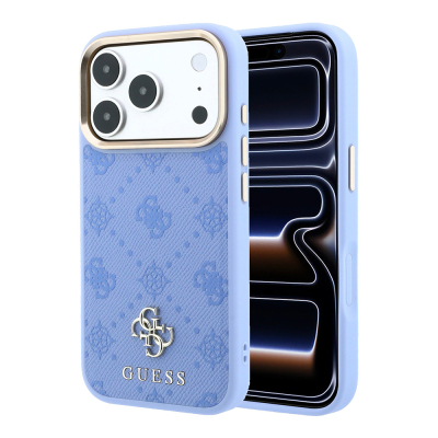 Apple iPhone 18 Pro Max Case Guess Original Licensed M-safe Charging Feature Classic Text and 4G Logo PU Leather Peony Cover - 4