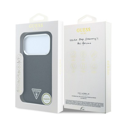 Apple iPhone 18 Pro Max Case Guess Original Licensed M-safe Charging Feature Grained Triangle Cover - 10