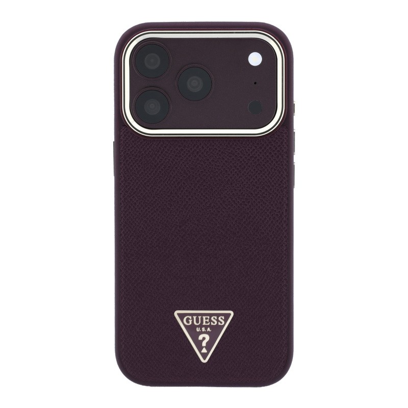 Apple iPhone 18 Pro Max Case Guess Original Licensed M-safe Charging Feature Grained Triangle Cover - 19