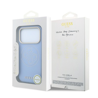 Apple iPhone 18 Pro Max Case Guess Original Licensed M-safe Charging Feature PU Perforated 4G and Text Logo Cover - 11