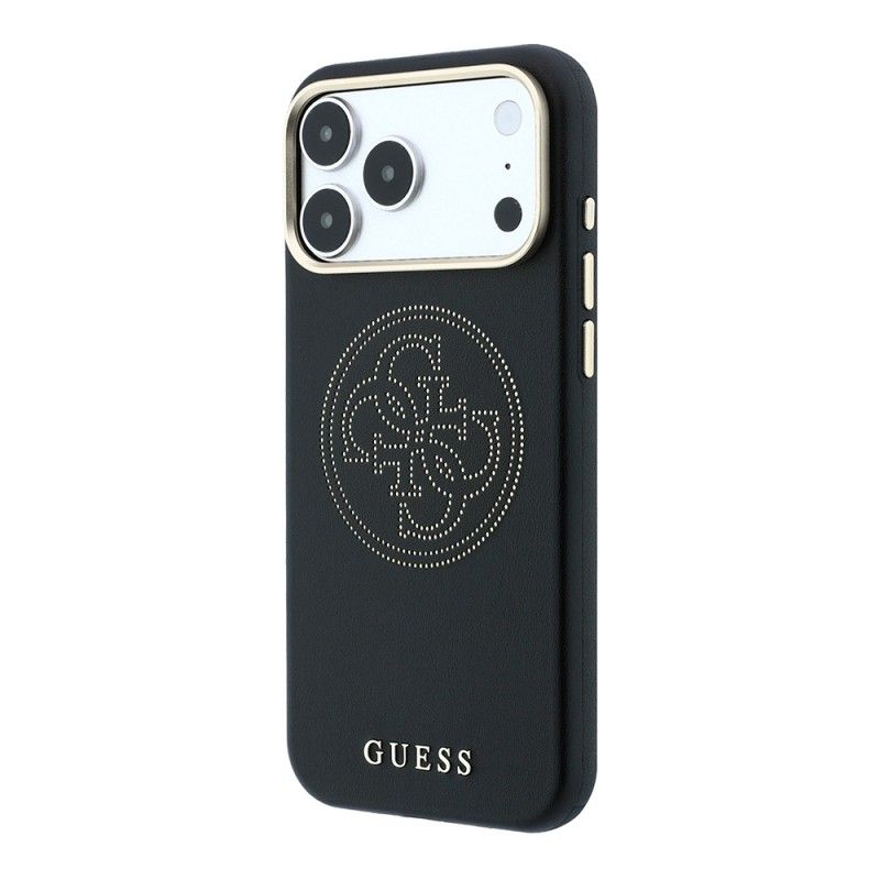Apple iPhone 18 Pro Max Case Guess Original Licensed M-safe Charging Feature PU Perforated 4G and Text Logo Cover - 12