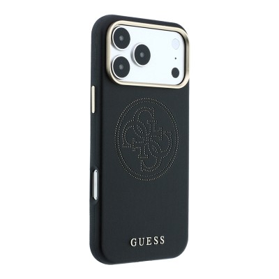 Apple iPhone 18 Pro Max Case Guess Original Licensed M-safe Charging Feature PU Perforated 4G and Text Logo Cover - 14