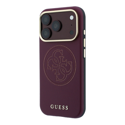 Apple iPhone 18 Pro Max Case Guess Original Licensed M-safe Charging Feature PU Perforated 4G and Text Logo Cover - 19