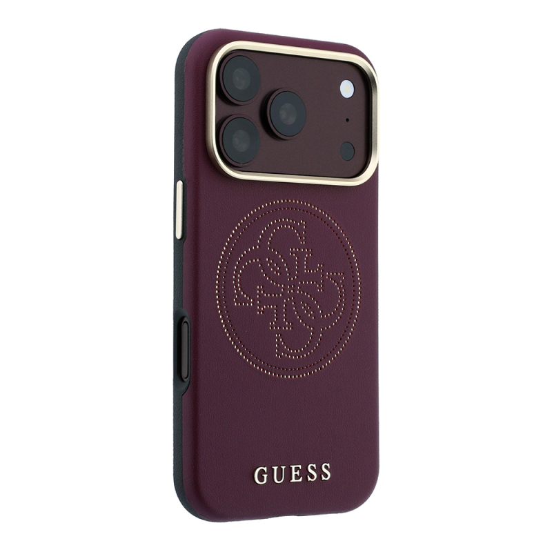 Apple iPhone 18 Pro Max Case Guess Original Licensed M-safe Charging Feature PU Perforated 4G and Text Logo Cover - 21