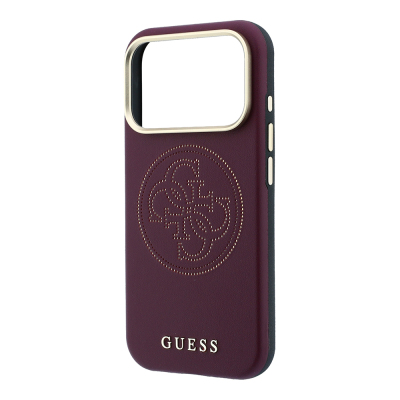 Apple iPhone 18 Pro Max Case Guess Original Licensed M-safe Charging Feature PU Perforated 4G and Text Logo Cover - 23