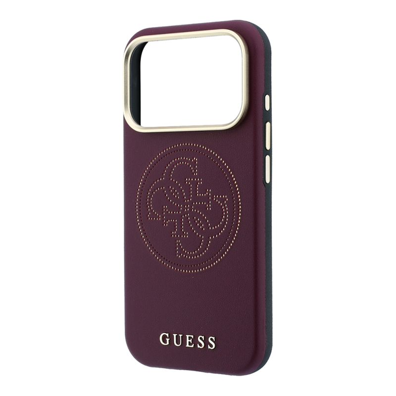 Apple iPhone 18 Pro Max Case Guess Original Licensed M-safe Charging Feature PU Perforated 4G and Text Logo Cover - 23