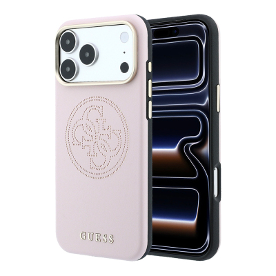 Apple iPhone 18 Pro Max Case Guess Original Licensed M-safe Charging Feature PU Perforated 4G and Text Logo Cover - 4