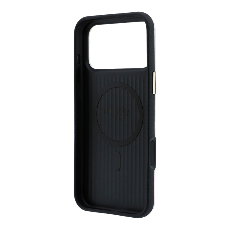 Apple iPhone 18 Pro Max Case Guess Original Licensed M-safe Charging Feature PU Perforated 4G and Text Logo Cover - 31