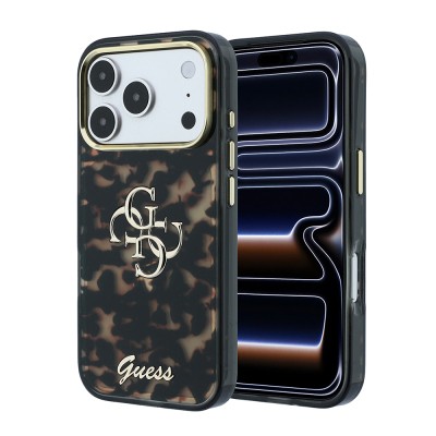 Apple iPhone 18 Pro Max Case Guess Original Licensed Silicone Cover with Large Metal Logo and Text/4G Design. - 2