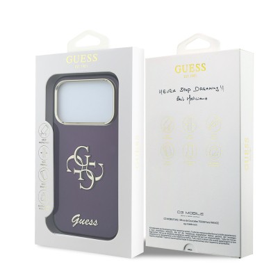Apple iPhone 18 Pro Max Case Guess Original Licensed Silicone Cover with Large Metal Logo and Text/4G Design. - 26