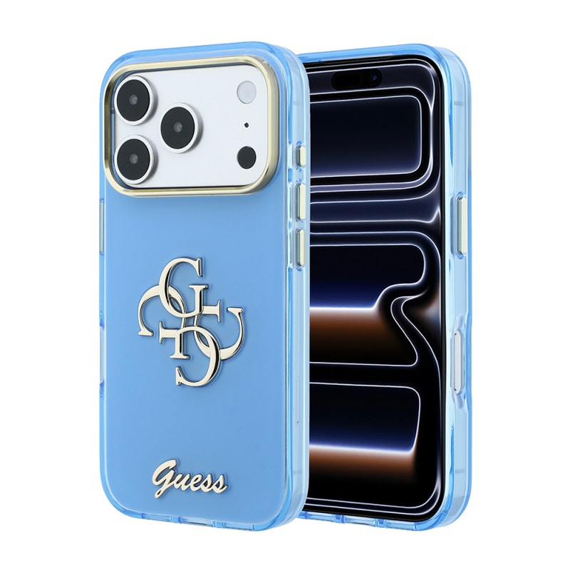 Apple iPhone 18 Pro Max Case Guess Original Licensed Silicone Cover with Large Metal Logo and Text/4G Design. - 4