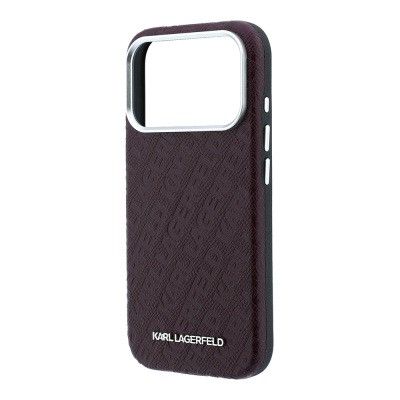 Apple iPhone 18 Pro Max Case – Karl Lagerfeld Officially Licensed Grained PU Leather Cover with Embossed Metal Logo Lettering - 6