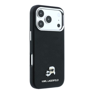 Apple iPhone 18 Pro Max Case Karl Lagerfeld Original Licensed M-Safe Charging Feature PU K&C Heads Metal Logo Cover - 4